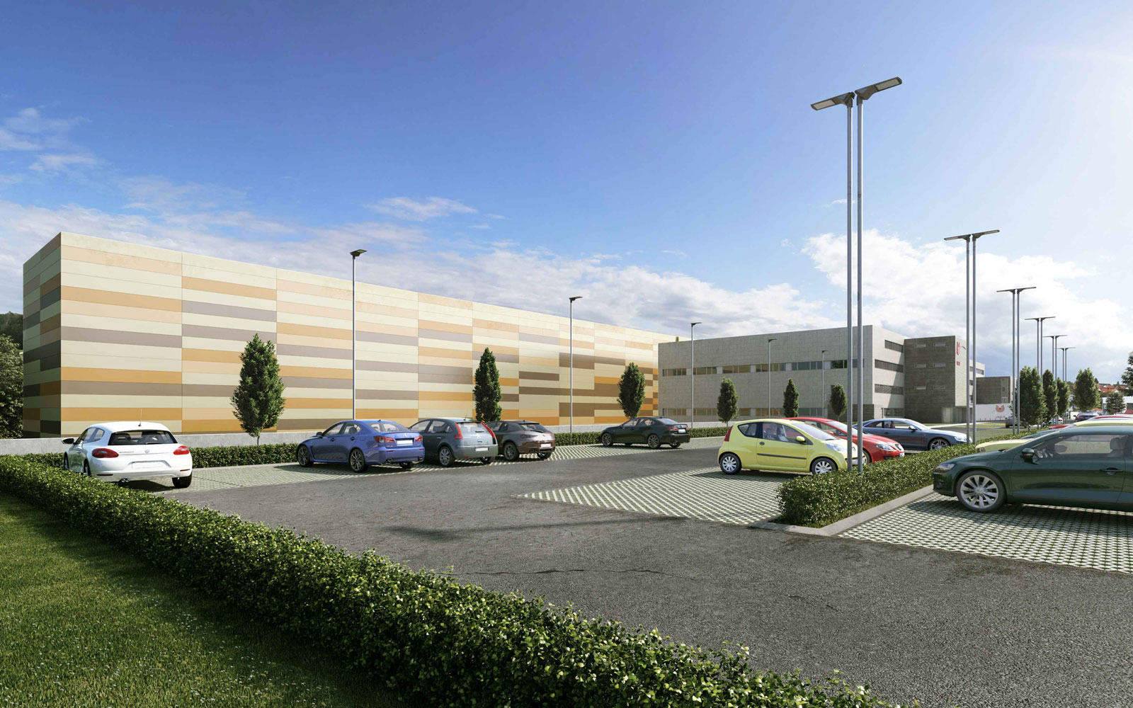 Animierte Außen Ansicht des neuen Wala Vertriebs- und Logistikzentrum